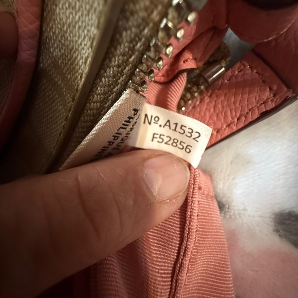 Coach PVC Leather North South Crossbody Stripe Light Khaki/Pink preowned - Picture 3 of 16